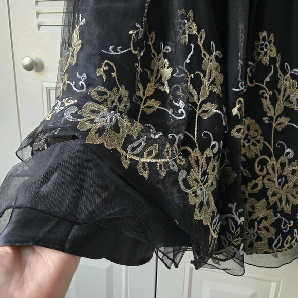 Geode Formal Black Gold Sheer Panel Dress Size XL - Picture 4 of 11